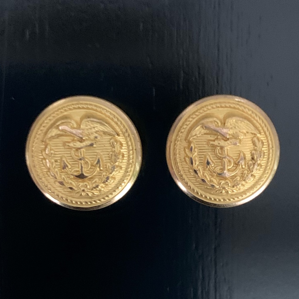 Vintage Cufflinks Signed WC 1812 Military Screw Back Set of 2